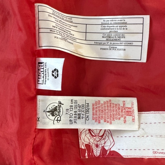 Disney Marvel‎ Spider-Man Faux Leather Red Biker Jacket Coat Size 7/8 Kids - Picture 7 of 9